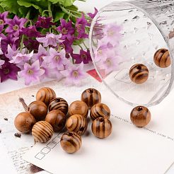 ラウンドウッドビーズ  無鉛の  バリーウッド  16x15mm  穴：4mm&nbsp;WOOD-PH0002-05-LF