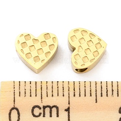 イオンプレーティング（IP）316Lサージカルステンレスビーズ  ニッケルフリー  テクスチャ  ハート  18KGP本金メッキ  7x8x3.5mm  穴：1~2mm&nbsp;STAS-D090-01G