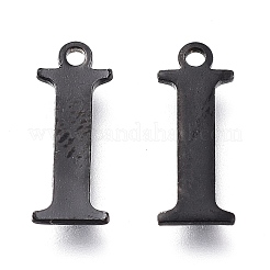 304ステンレススチールチャーム  レーザー切断  アルファベット  電気泳動黒  文字.i  12.5x5x0.8mm  穴：1mm&nbsp;LS-STAS-H112-I-EB