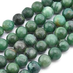 天然石アフリカンジェイドビーズ連売り  ラウンド  グレードA  グリーン  6mm  穴：1mm  約61個/連  15.3インチ&nbsp;X-G-D840-53-6mm-A