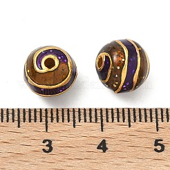 合金エナメルビーズ  ラウンド  ゴールドカラー  ココナッツブラウン  9.5mm  穴：1.8mm&nbsp;ENAM-B037-13G-02