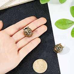 真鍮製ヨーロピアンビーズ  大穴ビーズ  フクロウ  アンティーク黄金  18.5x16x14.5mm  穴：5.5mm&nbsp;KK-WH0079-194AG