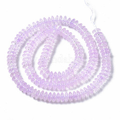 クラックガラスビーズ  染め＆加熱  ロンデル  プラム  6x3.5mm  穴：1.2mm  約147個/連  15.23インチ（38.7cm）&nbsp;GLAA-S192-B-004L