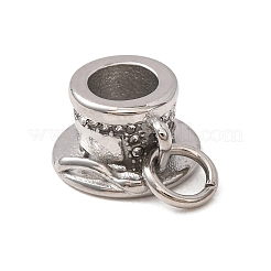 304ステンレススチールラインストーンペンダント  ティーカップチャーム  ステンレス鋼色  12x11.5x7mm  穴：4mm&nbsp;RB-CBA1537-02P