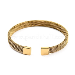 女性用304ステンレススチールワイヤーメッシュカフバングル  ゴールドカラー  ワイド：8mm  内径：2-3/8x2インチ（6.1x5cm）&nbsp;BJEW-D022-01C-G