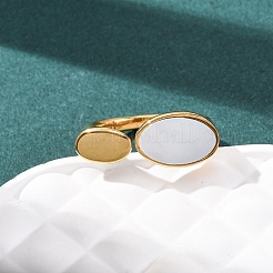 Oval 304 Stainless Steel Cuff Rings&nbsp;RJEW-F201-10G