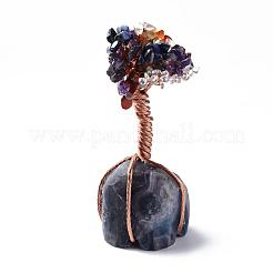 Natural Gemstone Chips and Fluorite Pedestal  Display Decorations&nbsp;G-S282-02