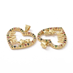 Brass Cubic Zirconia Pendants&nbsp;KK-G453-01G-01