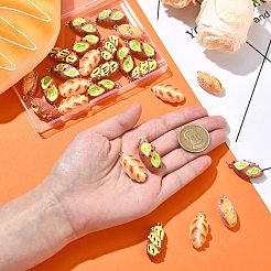 30個 5スタイル 樹脂製模造食品ペンダント  プラチナメッキの鉄製ループ付きビスケットチャーム  ミックスカラー  29~31.5x13~15x10.5~11.5mm  穴：2mm  6個/スタイル&nbsp;FIND-CJ0002-49