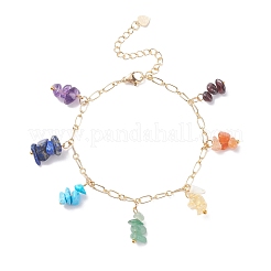 Natural & Synthetic Mixed Gemstone Chips Charm Bracelet and Necklace&nbsp;SJEW-JS01234