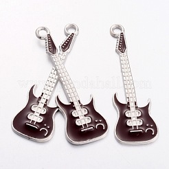 合金エナメルチャーム  ギター  鉛フリー及びカドミウムフリー  コーヒー  プラチナ  約62mm長  18.5 mm幅  2mm  厚い  穴：3mm&nbsp;X-EA822Y-1