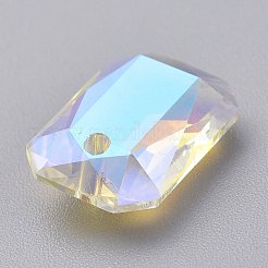 ガラスラインストーンチャーム  多面カット  長方形  クリスタルのきらめき  16x11x5.5mm  穴：1.6mm&nbsp;RGLA-A024-J01-001SI