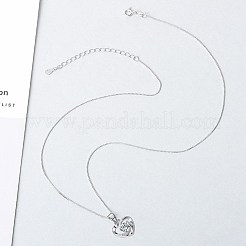 変色防止ロジウムメッキスターリングシルバーペンダント925個  キュービックジルコニア付き  ハート  透明  プラチナ  13mm&nbsp;ZIRC-BB50406-A