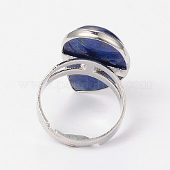 Adjustable Synthetic Lapis Lazuli & Platinum Brass Rings&nbsp;RJEW-N024-02E