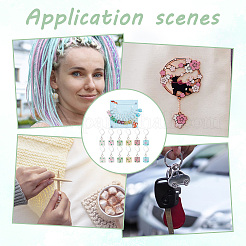 12Pcs 6 Colors Square Flower Handmade Frosted Lampwork Pendant Stitch Markers&nbsp;HJEW-NB00025