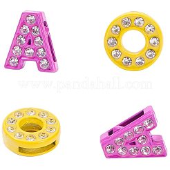 ミックスカラー亜鉛合金A級ラインストーン文字スライドチャーム  a～zの文字  12~13x3.5~12x4.5mm  穴：8x2mm  2個/カラー  52個/箱&nbsp;ALRI-PH0001-04