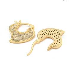 Heart Brass Pave Clear Cubic Zirconia Hoop Earrings&nbsp;EJEW-M258-23G