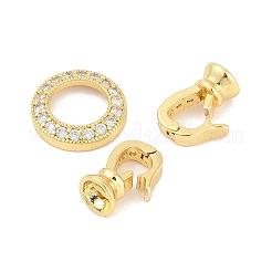 Brass Micro Pave Clear Cubic Zirconia Fold Over Clasps&nbsp;KK-M311-13G