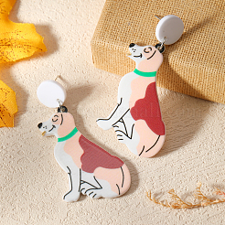 面白い動物のアクリルスタッドピアス  犬&nbsp;FM4480-2