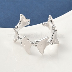 真鍮製カフリング  魚  長持ちメッキ  ラックめっき  鉛フリー＆カドミウムフリー  プラチナ  11.5mm&nbsp;RJEW-H256-22P
