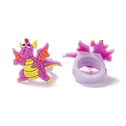PVC Plastic 3D Dinosaur Finger Ring&nbsp;RJEW-I081-01