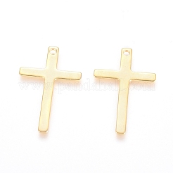 ステンレスペンダント201個  クロス  ゴールドカラー  25x16x0.9mm  穴：1.4mm&nbsp;STAS-L232-022G