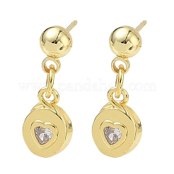 Brass Micro Pave Cubic Zirconia Dangle Stud Earrings for Women&nbsp;EJEW-A167-10G