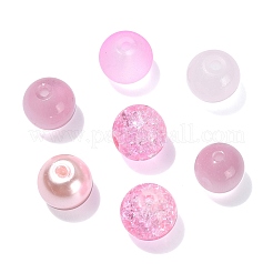 透明なすりガラスビーズ連売り100個。  ラウンド  ビーズジュエリー作り  ピンク  8mm  穴：1.3~1.6mm&nbsp;GLAA-CJ0002-07