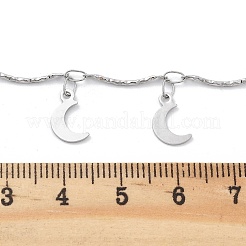 304ステンレススチールリンクチェーン  スプールで  ハンダ付け  ムーン  ステンレス鋼色  9x11x0.5mm  5 m /ロール&nbsp;CHS-U002-05P-05