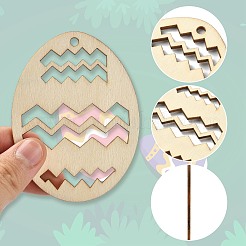 5 Sets 5 Styles DIY Easter Egg Shape Wood Pendant Decorations&nbsp;DIY-CJ0002-18