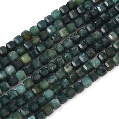 天然石モスアゲートビーズ連売り  ファセットテーブルカットキューブ  5.5~6x5.5~6x5~5.5mm  穴：1mm  約73個/連  14.96''（38センチメートル）&nbsp;G-F797-A21-01