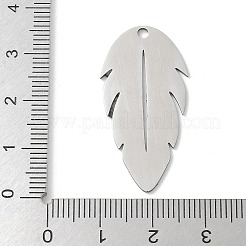 ステンレスペンダント201個  レーザー切断  フェザーチャーム  変色防止  ステンレス鋼色  35x17x1mm  穴：2mm&nbsp;STAS-S155-02P-01