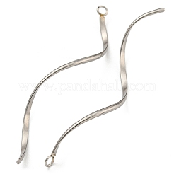 変色しない304ステンレススチールペンダント  ツイストバーチャーム  ステンレス鋼色  49x16.5x1mm  穴：2mm&nbsp;STAS-F230-04P-B