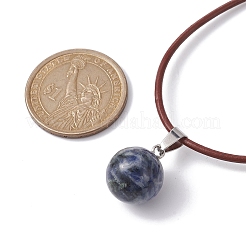 Natural & Synthetic Mixed Gemstone Round Pendant Necklaces&nbsp;NJEW-JN04478
