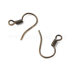 アイアン製ピアスフック  コイル付きフレンチフック  アンティークブロンズ  14mm  穴：2mm  ピン：0.6mm&nbsp;RN-CBA973B-10A-AB