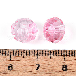 ベーキングペイント透明ガラスビーズ  ロンデル  多面カット  ショッキングピンク  9.5~10x7.5~8mm  穴：1.6mm  約1085個/1000g&nbsp;GLAA-N011-10mm-08