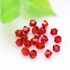 カット加工模造オーストリアクリスタルビーズ連売り  グレードAAA  双円錐形  レッド  4x4mm  穴：0.7~0.9mm  約1440個/袋&nbsp;G-M180-4mm-05B