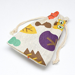 Printed Polycotton(Polyester Cotton) Packing Pouches Drawstring Bags&nbsp;ABAG-T004-10x14-19