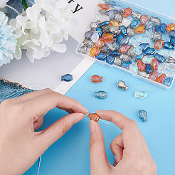 魚のストレッチブレスレットのDIYキット  電気メッキガラスビーズを含む  伸縮性のある糸  オレンジ  ビーズ：100個/箱&nbsp;DIY-SC0020-12A