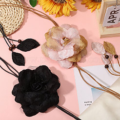2Pcs 2 Colors Cloth Flower Wrap Waxed Cord Dress Belts for Ladies Decoration&nbsp;AJEW-CA0005-08