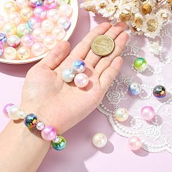 50Pcs UV Plating Opaque Rainbow Iridescent Acrylic Beads&nbsp;SACR-CJ0001-42