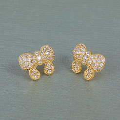 Elegant Brass Pave Clear Cubic Zirconia Bowknot Stud Earrings&nbsp;DH4416
