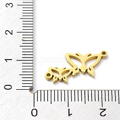 304ステンレススチールコネクタチャーム  バタフライリンク  ゴールドカラー  10x20.5x1mm  穴：1.2mm&nbsp;STAS-D036-03B-G