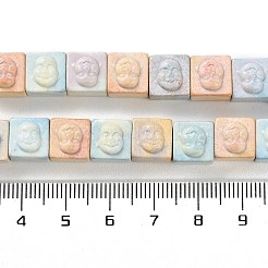 天然レインボーアラシャン瑪瑙ビーズ連売り  染め  仏頭が彫られた立方体  ミックスカラー  9x9x9mm  穴：0.8mm  約45個/連  15.55インチ（39.5cm）&nbsp;G-NH0022-G01-01