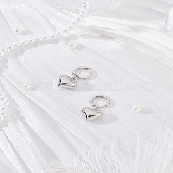 真鍮フープピアス 1組  ハート  プラチナ  29x15.5mm&nbsp;EJEW-LP0007-123P