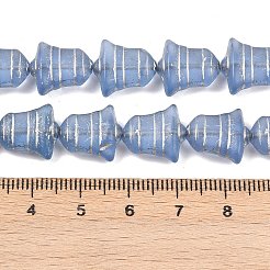 チェコ産プレスガラスビーズ  鐘  艶消し  コーンフラワーブルー  13.5x13x6.5mm  穴：0.9mm  約80個/袋&nbsp;GLAA-I061-37