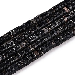 ナチュラルインペリアルジャスパービーズ連売り  染め  ディスク  ヒシビーズ  ブラック  4.5x1.5~2.5mm  穴：0.8~1mm  約169~171個/連  15.75~17.08''（40~42.7センチメートル）&nbsp;G-T138-198A