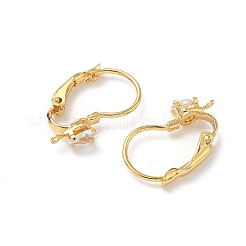 Teardrop Brass Micro Pave Clear Cubic Zirconia Leverback Earring Findings&nbsp;KK-Z136-24G-02