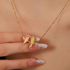 304 Stainless Steel Birds on the Branches Cutout Silhouette Pendant Necklaces for Women&nbsp;WG41729-01