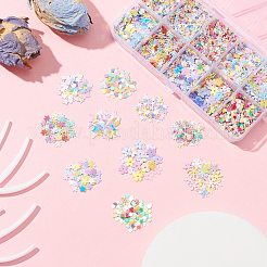 10 スタイルマカロンカラーオーナメントアクセサリー  ポリ塩化ビニールのプラスチック製のスパンコール/スパンコールビーズ  ABカラーメッキ  平丸/星/花  ミックスカラー  3~7x0.4mm&nbsp;PVC-CJ0001-01
